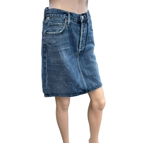 New Citizens of Humanity Premium Vintage Lorelle Piece Out Denim Mini Skirt 27 - Picture 3 of 13
